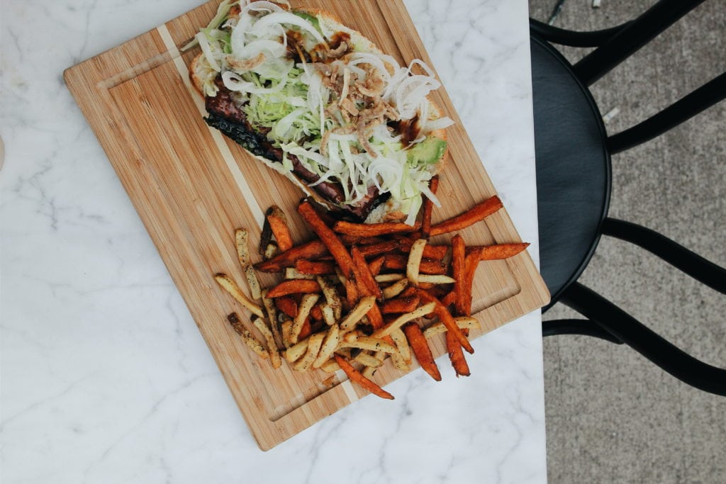 Teara Lab: Soy Glazed Pork Belly with Sweet Potato Fires + Fries