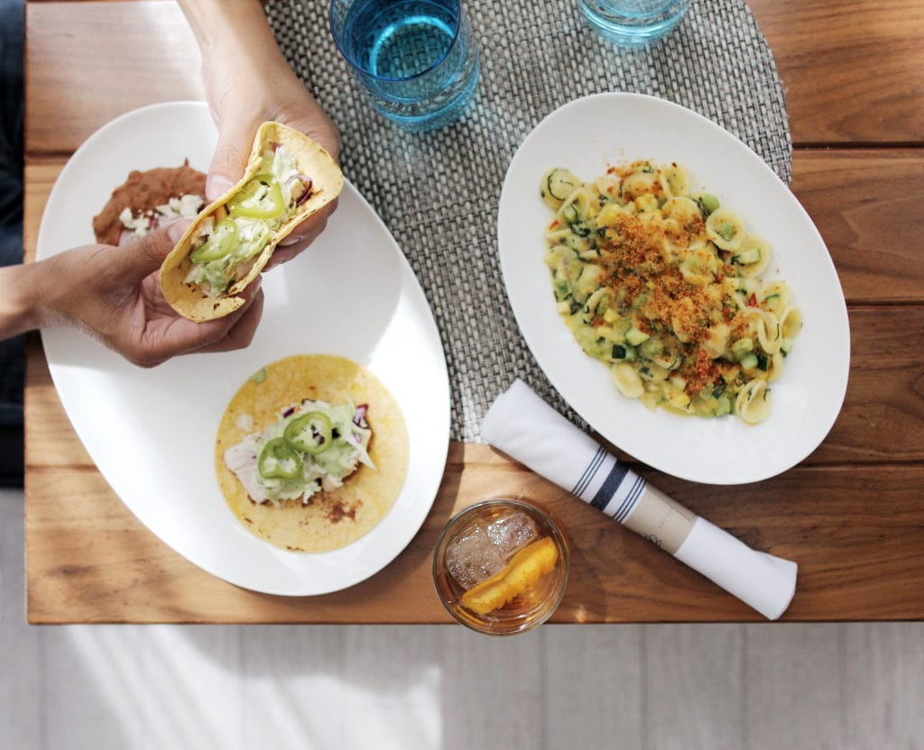 The Chase Fish and Oyster : Grilled Albacore Tacos + Sweet Corn Orecchiette