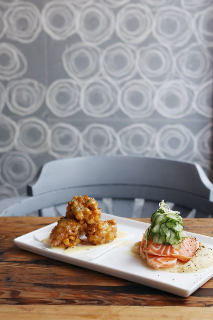 Menami Toronto: Corn Kakiage + Smoked Salmon