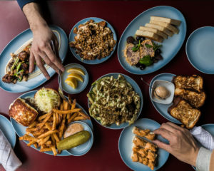 Aloette: Parmesan Bread & Miso Butter + Fois Gras Terrine + Sea Urchin on Toast + Long Bean Tempura + Crispy Squash + Burger & Fries + Grilled Octopus