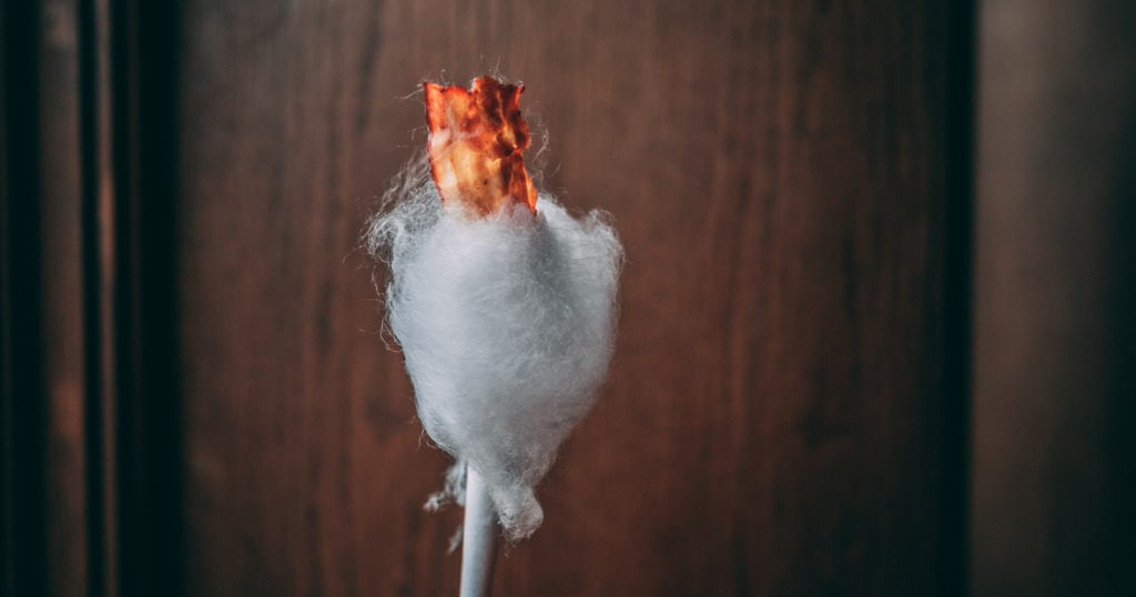 Cochon 555 Banff: Bear Flower Farm Bacon with Maple Cotton Candy from Sky Bistro