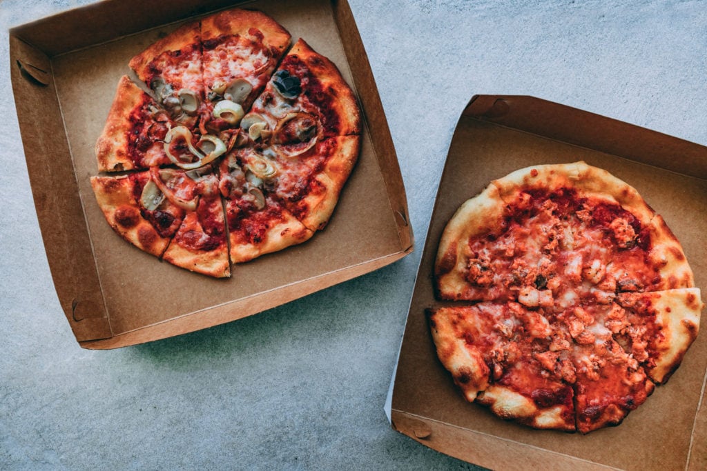 Sandals Montego Bay 5 Star Global Gourmet Culinary Tour: Dino's Pizzeria, Wood Fire Oven Fruitti Di Mare Pizza + Funghi Pizza