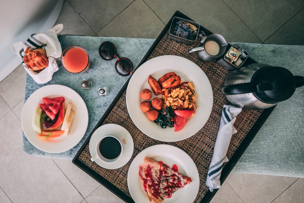 Sandals Montego Bay 5 Star Global Gourmet Culinary Tour: Room Service, Ackee Cod with Dumplin' + Greens, Strawberry Chocolate Crepes