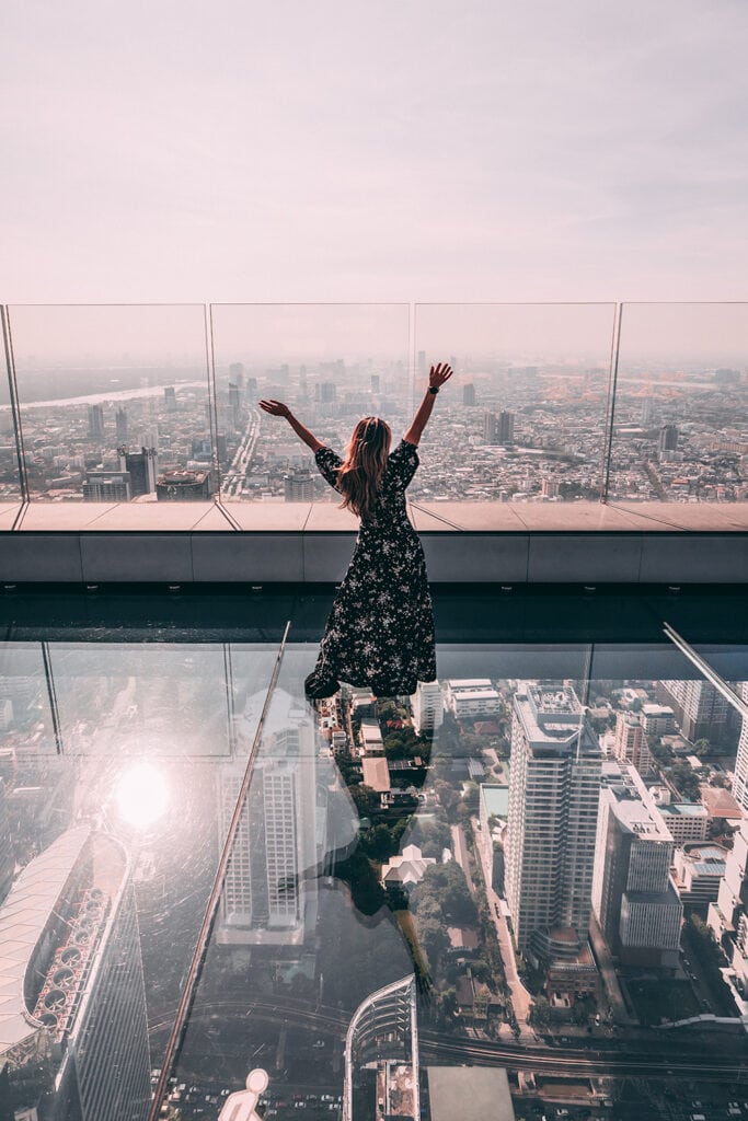The glass flooring of Sky Walk at Sky Beach