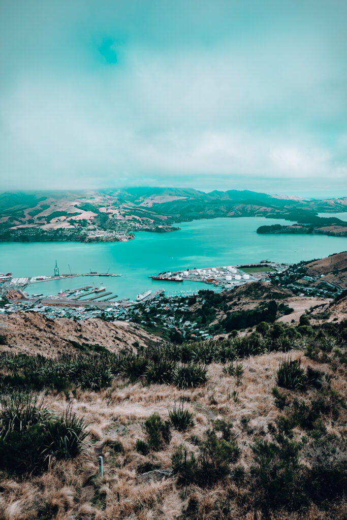 Bridle Path in Christchurch New Zealand. Mountains and Blue Water